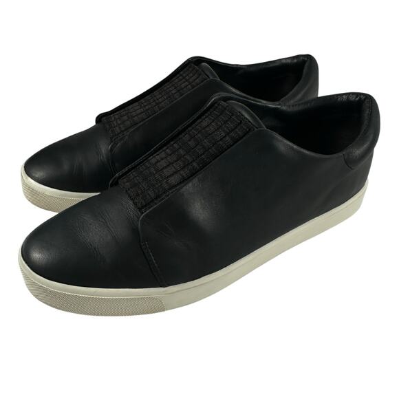 VINCE. Black Leather Cantera Sneakers Slip On Flat Minimalist Modern Women Sz 9M - Picture 15 of 15